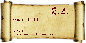 Ruder Lili névjegykártya